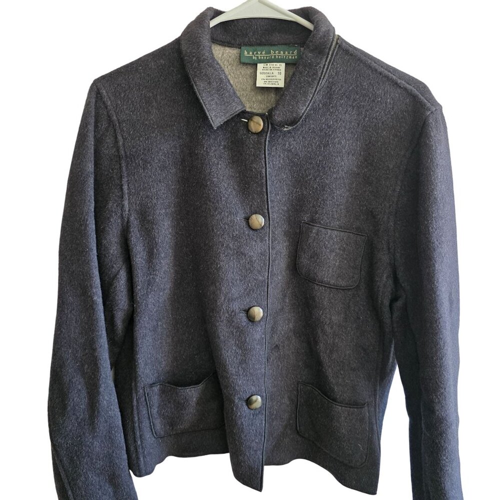 Harvé Benard Wool Blend Jacket Size 10 Button-Front Ukraine Chic Deadstock
